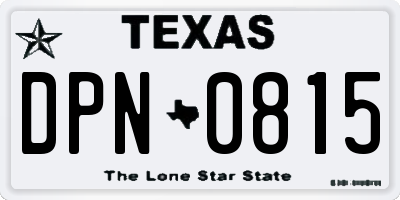 TX license plate DPN0815