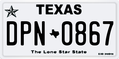 TX license plate DPN0867