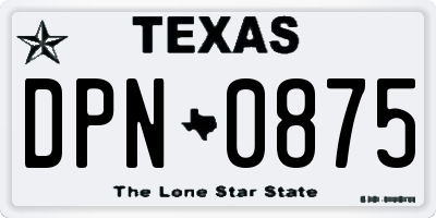 TX license plate DPN0875