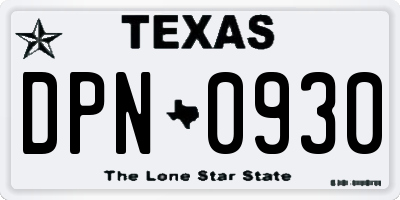 TX license plate DPN0930