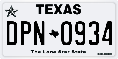 TX license plate DPN0934