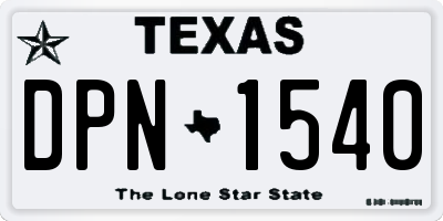 TX license plate DPN1540