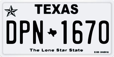 TX license plate DPN1670
