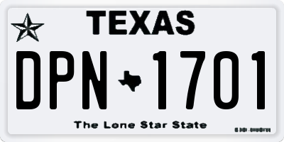 TX license plate DPN1701