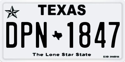 TX license plate DPN1847