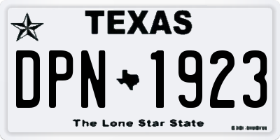 TX license plate DPN1923