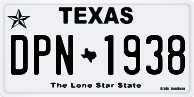TX license plate DPN1938