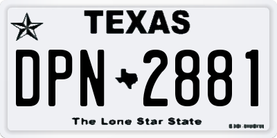 TX license plate DPN2881