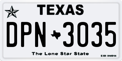 TX license plate DPN3035