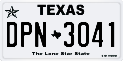 TX license plate DPN3041