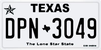 TX license plate DPN3049