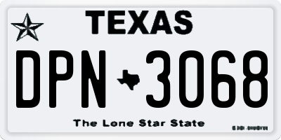 TX license plate DPN3068