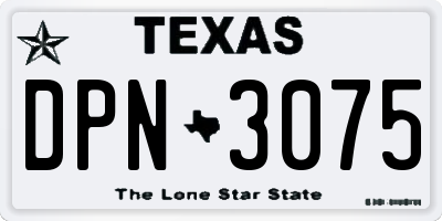TX license plate DPN3075