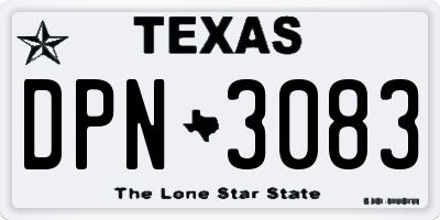 TX license plate DPN3083
