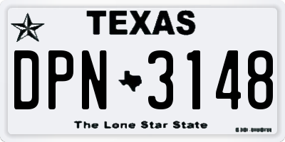 TX license plate DPN3148