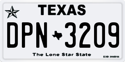 TX license plate DPN3209