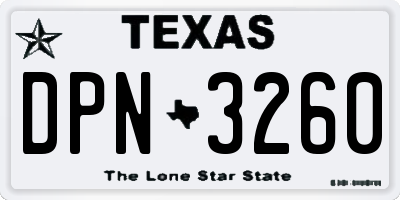 TX license plate DPN3260
