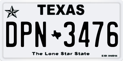 TX license plate DPN3476