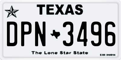 TX license plate DPN3496