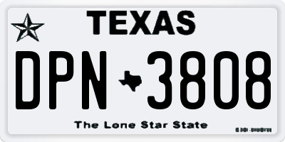 TX license plate DPN3808