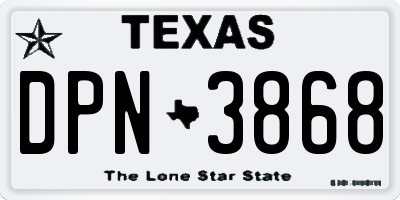 TX license plate DPN3868