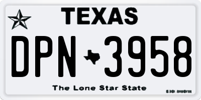 TX license plate DPN3958