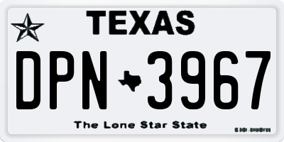 TX license plate DPN3967