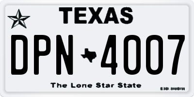 TX license plate DPN4007