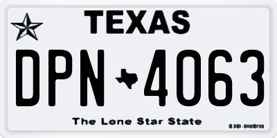 TX license plate DPN4063