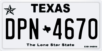 TX license plate DPN4670