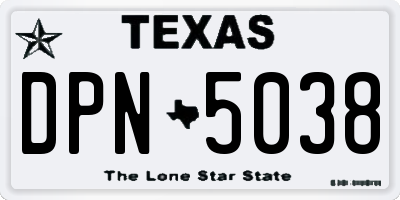 TX license plate DPN5038