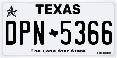 TX license plate DPN5366