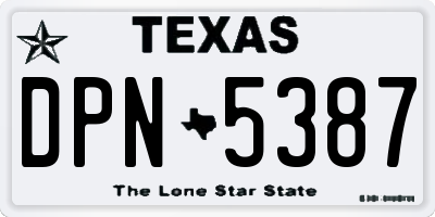 TX license plate DPN5387