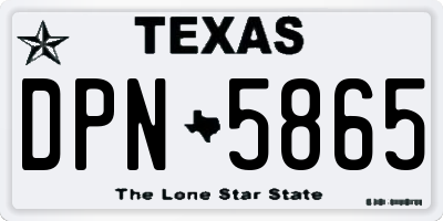 TX license plate DPN5865