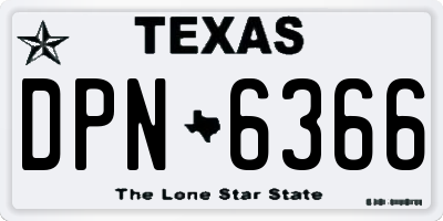 TX license plate DPN6366