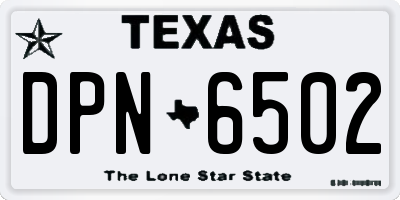 TX license plate DPN6502