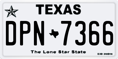 TX license plate DPN7366