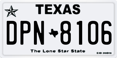 TX license plate DPN8106