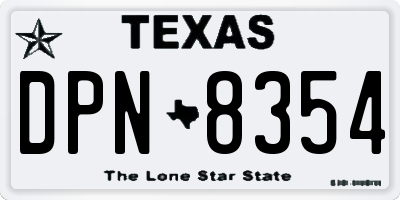 TX license plate DPN8354