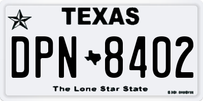 TX license plate DPN8402