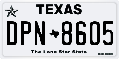 TX license plate DPN8605