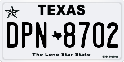 TX license plate DPN8702