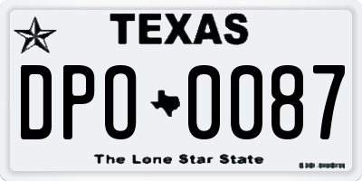 TX license plate DPO0087