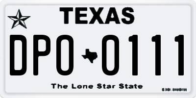 TX license plate DPO0111