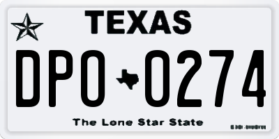 TX license plate DPO0274