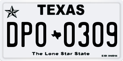 TX license plate DPO0309