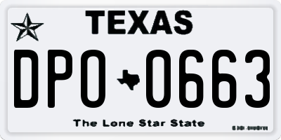 TX license plate DPO0663