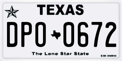 TX license plate DPO0672