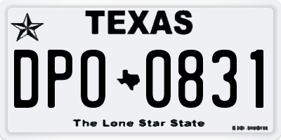 TX license plate DPO0831