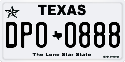 TX license plate DPO0888